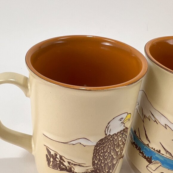 Vtg Alaska Ace Ceramic Stoneware Beige Coffee Mug Cup Souvenir Eagle Japan 80s - Picture 8 of 15